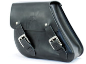 Black 5.8L Leather Swing Arm Bag By Longride CUS281