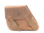 Brown 5.8L Leather Swing Arm Bag By Longride CUS281R