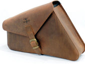 Brown 5.8L Leather Swing Arm Bag By Longride CUS282R
