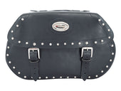 Black 38L Studded Leather Saddlebags By Longride HCL145A